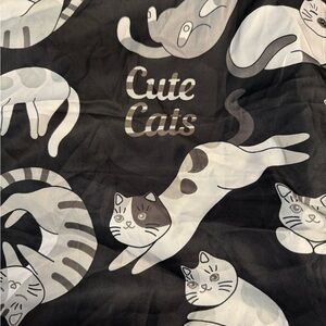 Victoria Cute Cats Black and White Silk Scarf